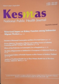KESMAS(Jurnal Kesehatan Masyarakat Nasional) Vol.14 No.1 Agustus  2019