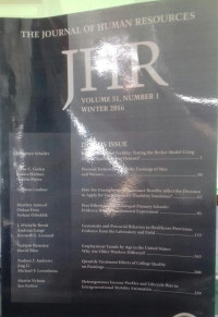 The Journal Of Human Resources( JHR) Volume 51, Number 1 Winter 2016