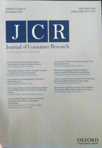 JOURNAL OF CONSUMER RESEARCH : VOLUME 43 ISSUE 4