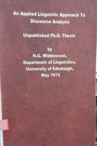 An Applied Linguistic Approach To Discourse Analysis Unpublished Ph.D Thesis