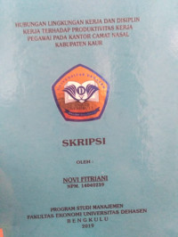 HUBUNGAN LINGKUNGAN KERJA DAN DISIPLIN KERJA TERHADAP PRODUKTIVITAS KERJA PEGAWAI PADA KANTOR CAMAT NASAL KABUPATEN KAUR