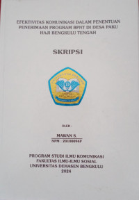 Efektivitas Komunikasi Dalam Penentuan Penerima Program BPNT Di Desa Paku Haji Bengkulu Tengah