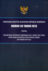 Peraturan Menteri Kesehatan Republik Indonesia Nomor 30 Tahun 2013